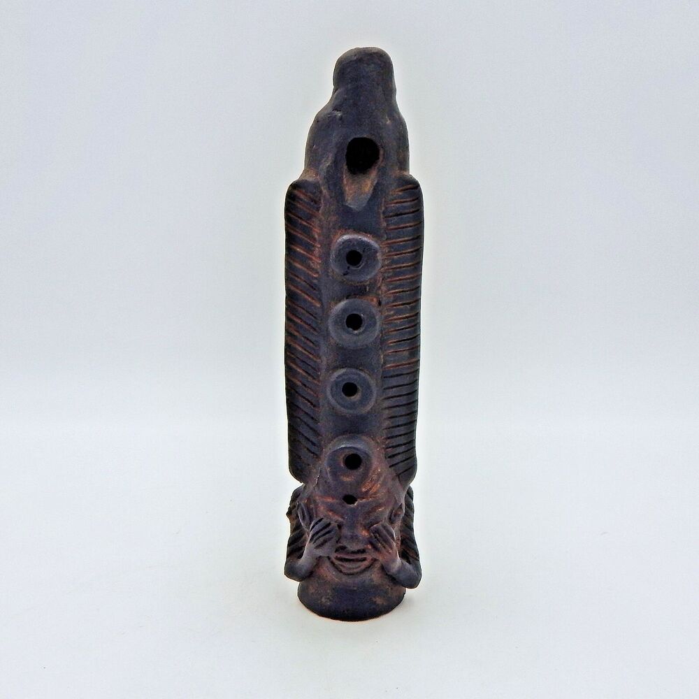Ocarina Flute Totem Woman Pottery Clay Columbian(?) Terracotta